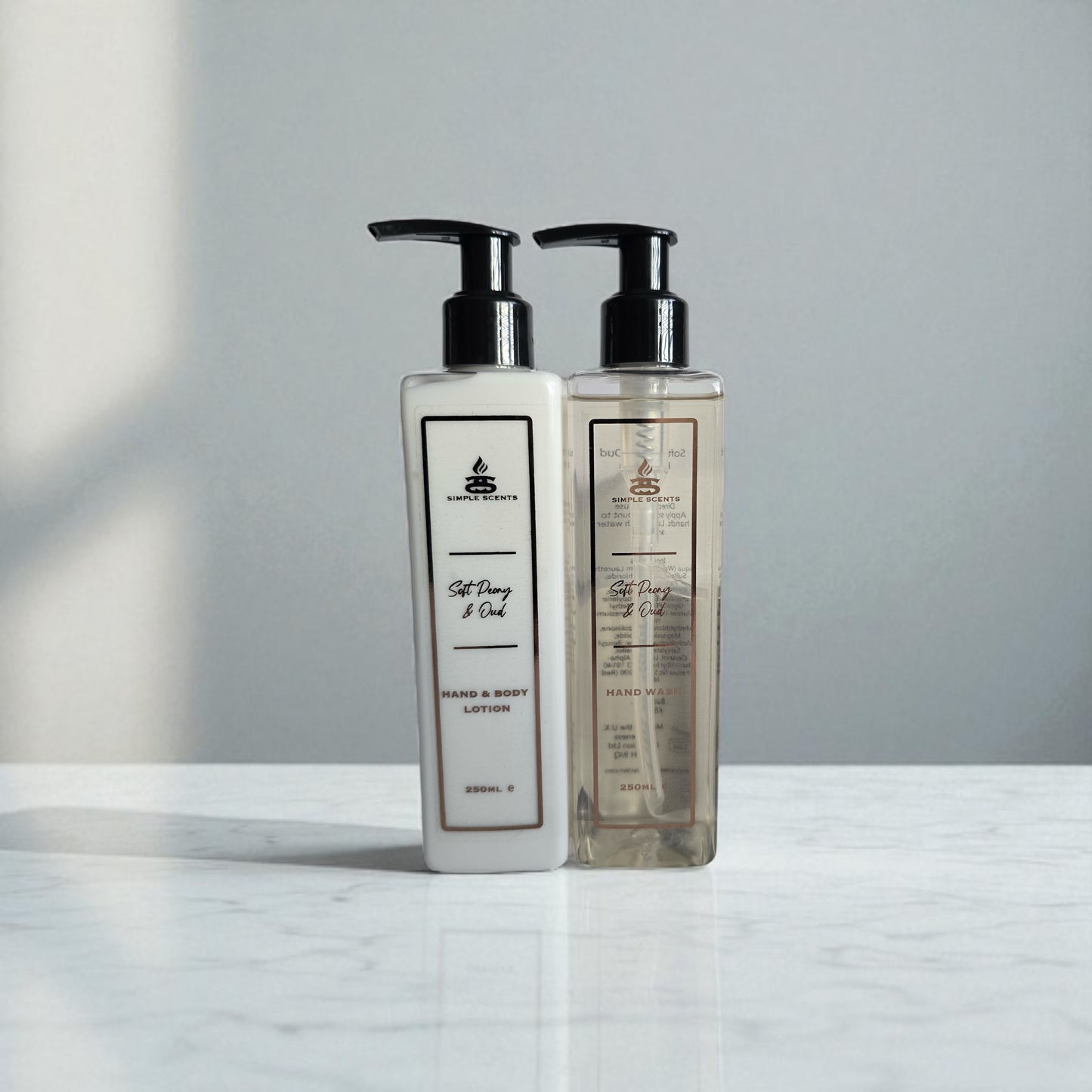 Simple Scents Soft Peony & Oud Hand Wash & Lotion Set 250ml