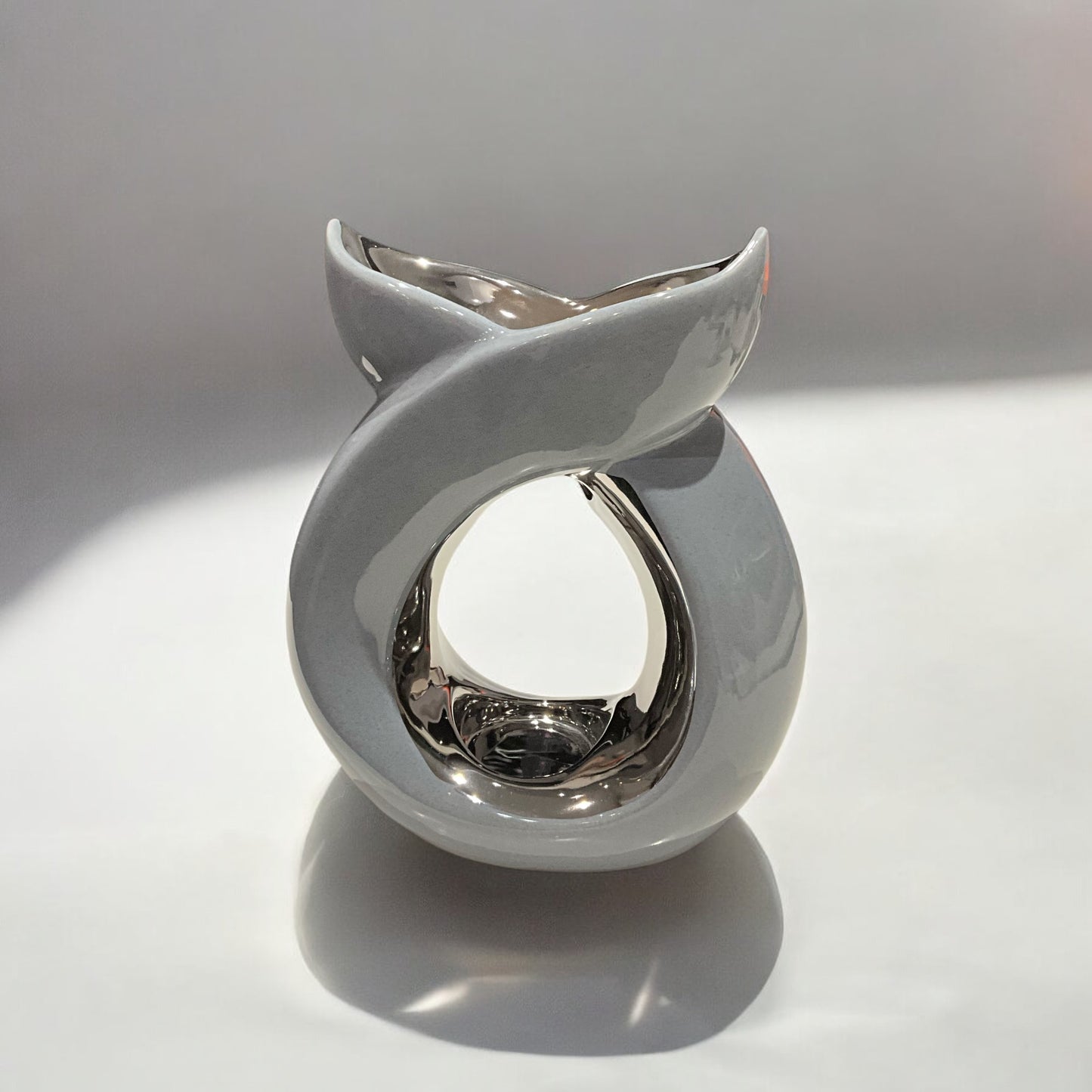 Crossover Ceramic Tea Light Wax Burner/Melter - Grey