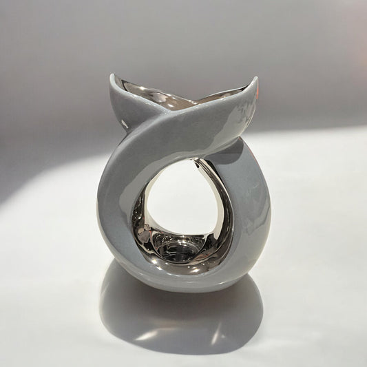 Crossover Ceramic Tea Light Wax Burner/Melter - Grey