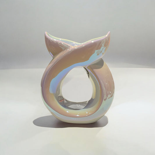 Crossover Ceramic Tea Light Wax Burner/Melter - White Iridescent