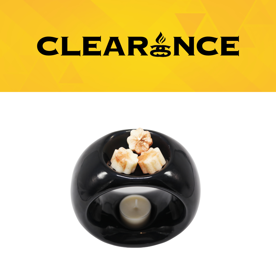 Clearance - Black Oslo Ceramic Tea Light Wax Burner|Melter - Perfectly Imperfect