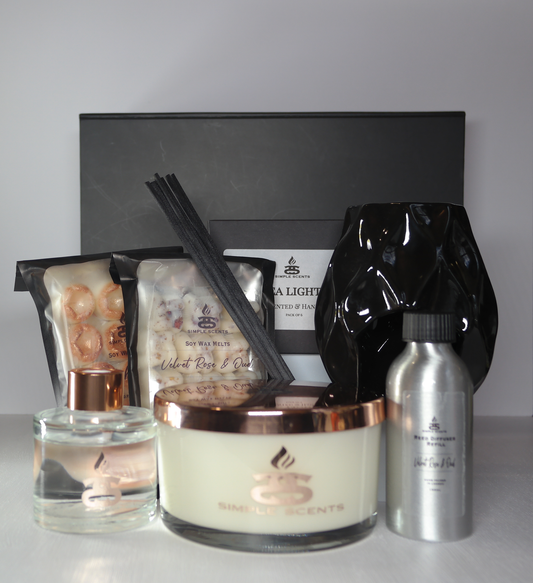 Simple Scents Experience Opulence Candle, Wax Melt, Black Nico Wax Burner, Reed Diffuser & Diffuser Refill Gift Set