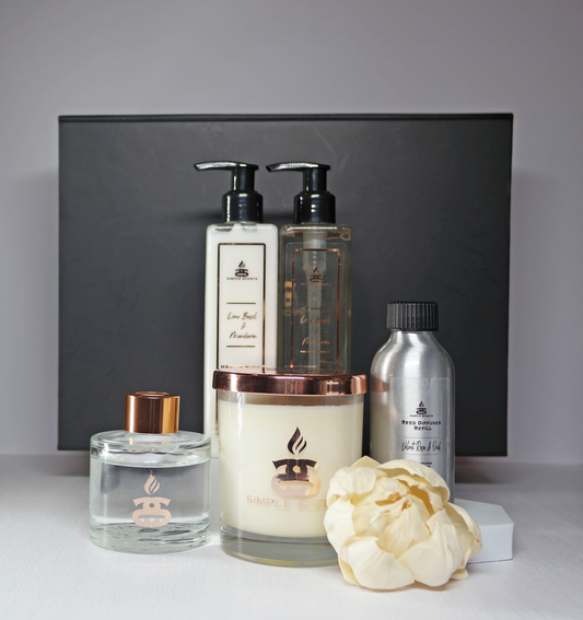 Simple Scents Experience Indulgence Candle, Reed Diffuser & Diffuser Refill, Lime Basil & Mandarin Hand Wash & Lotion Gift Set
