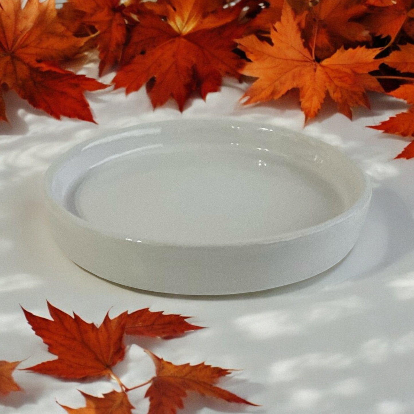 White Ceramic Candle & Reed Diffuser Display Plate