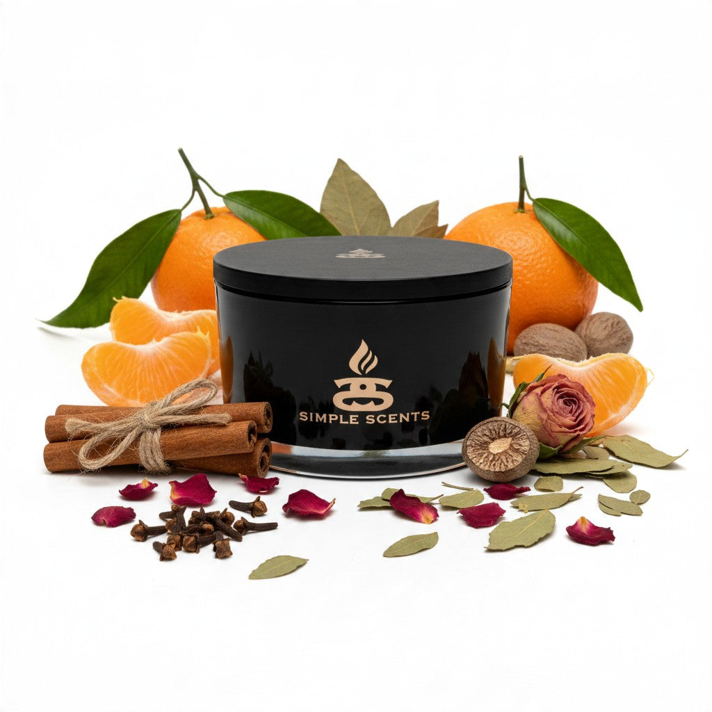 Golden Yuletide Christmas Candle | 420g Three-Wick