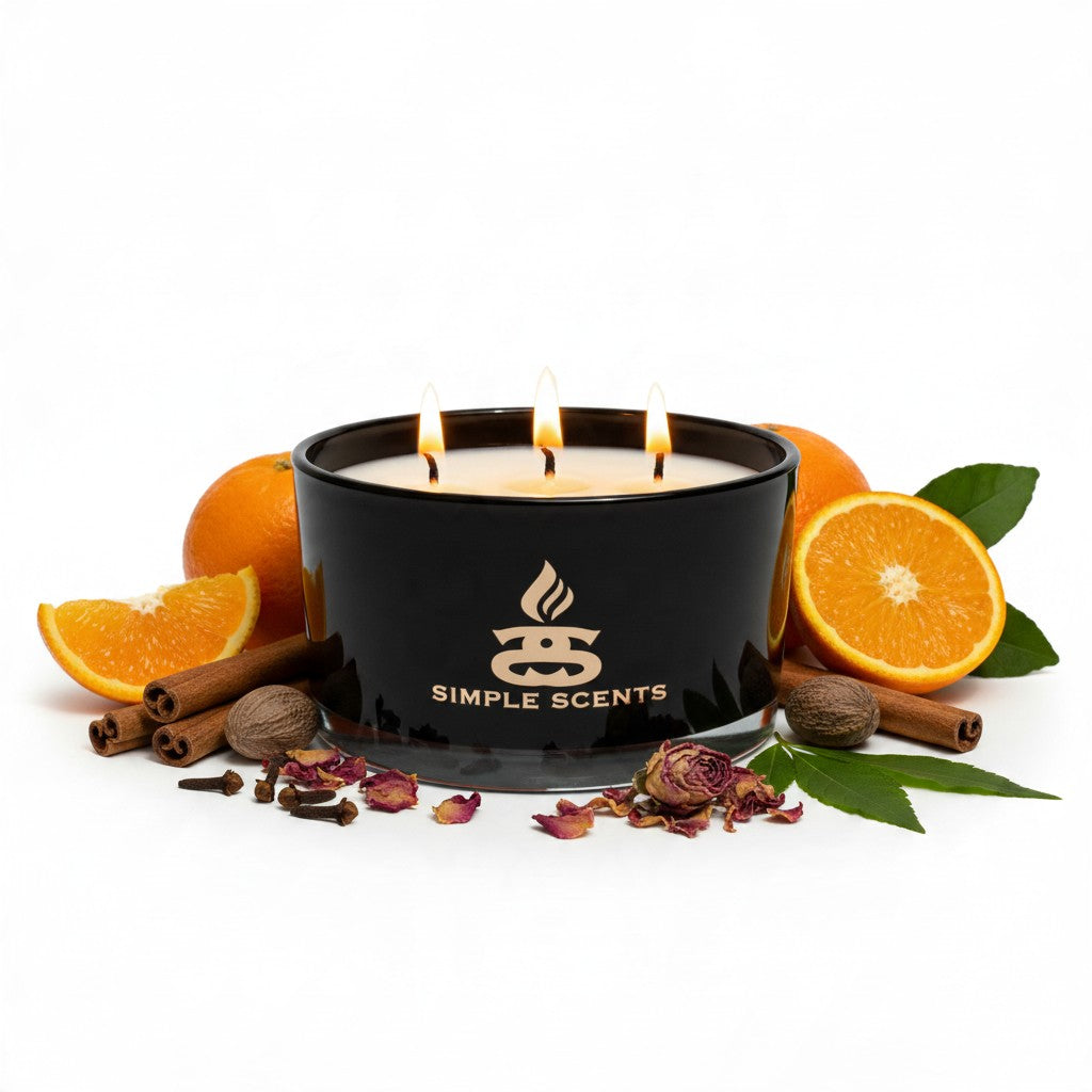 Golden Yuletide Christmas Candle | 420g Three-Wick
