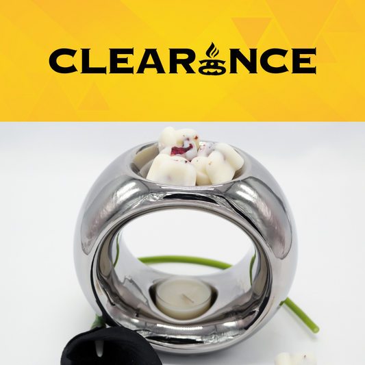 Clearance - Chrome Oslo Ceramic Tea Light Wax Burner|Melter