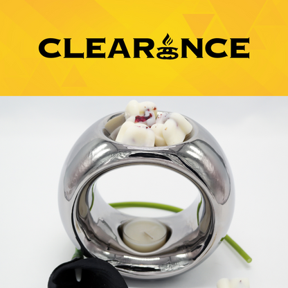 Clearance - Chrome Oslo Ceramic Tea Light Wax Burner|Melter - Perfectly Imperfect