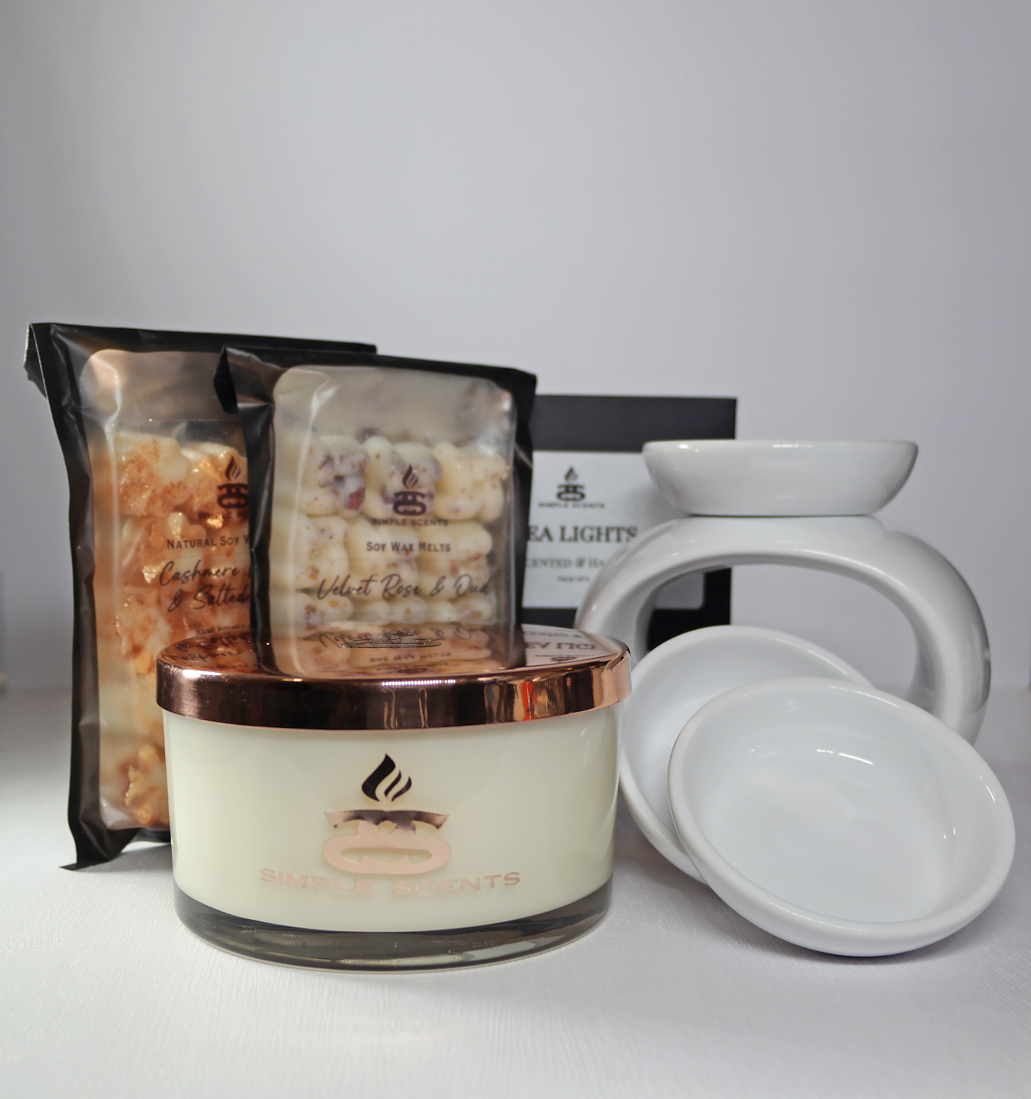 Simple Scents Experience Candle, Wax Melt & Rome Trio Burner Gift Set