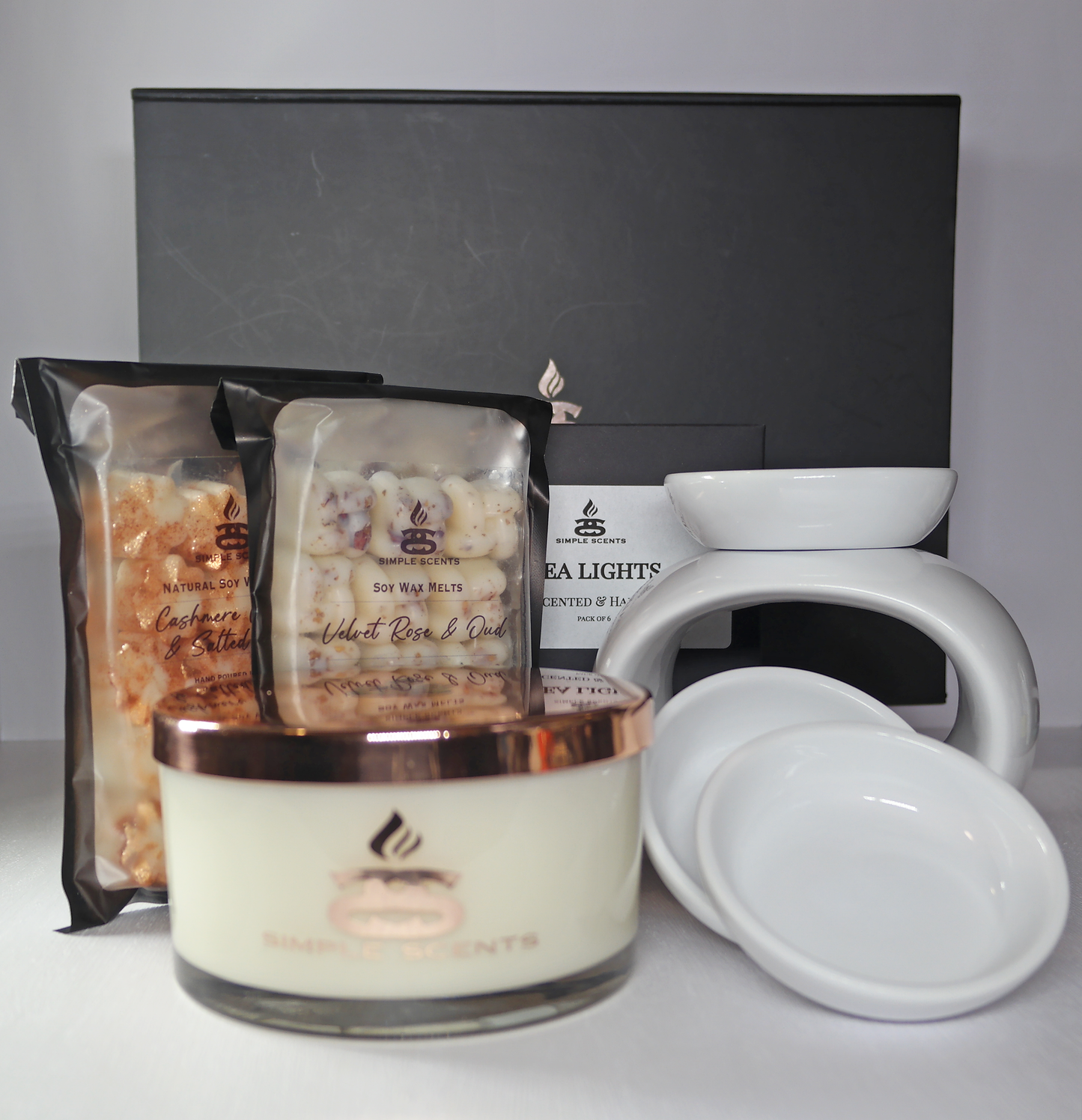 Simple Scents Experience Candle, Wax Melt & Rome Trio Burner Gift Set