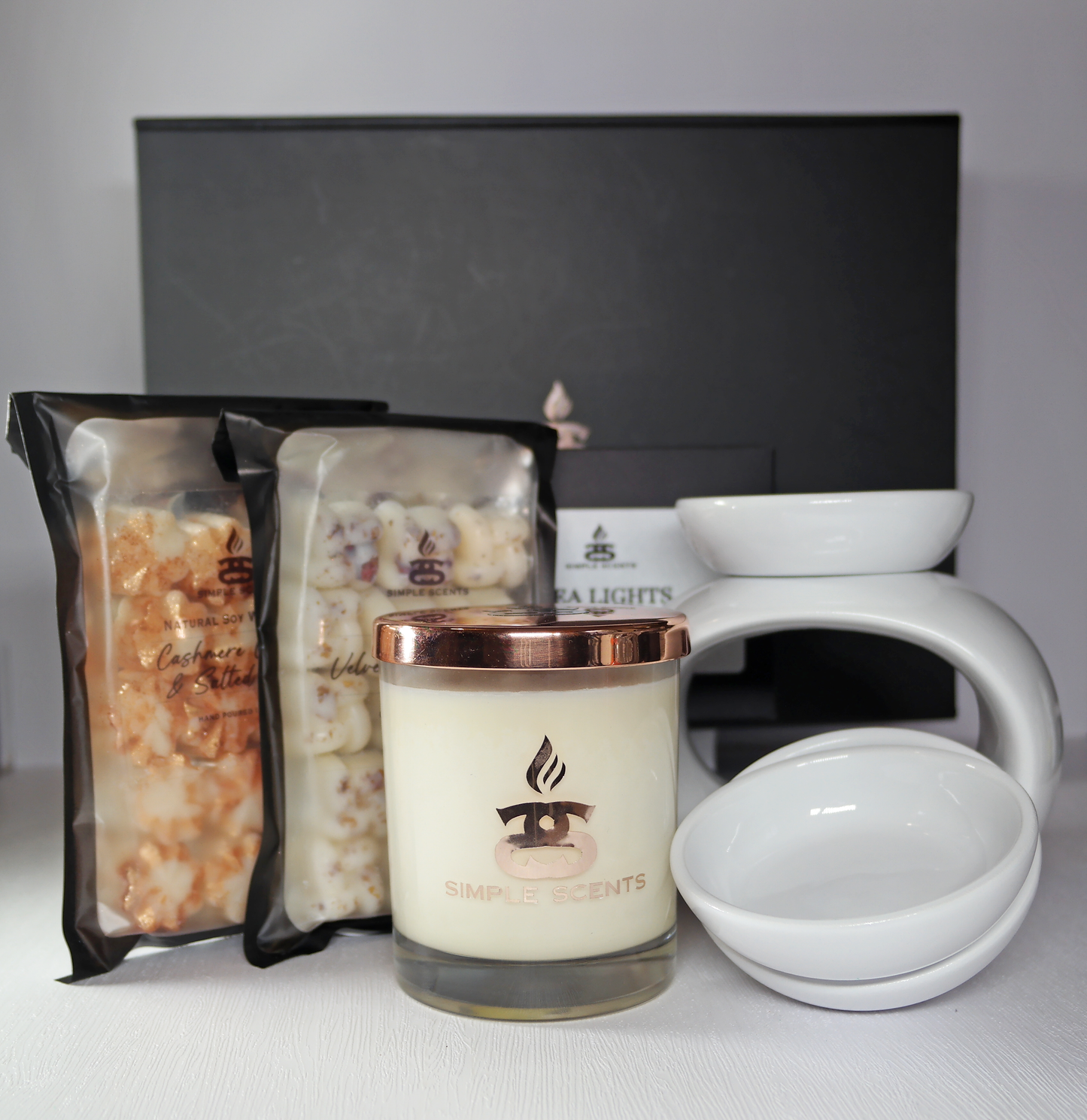 Simple Scents Experience Candle, Wax Melt & Rome Trio Burner Gift Set