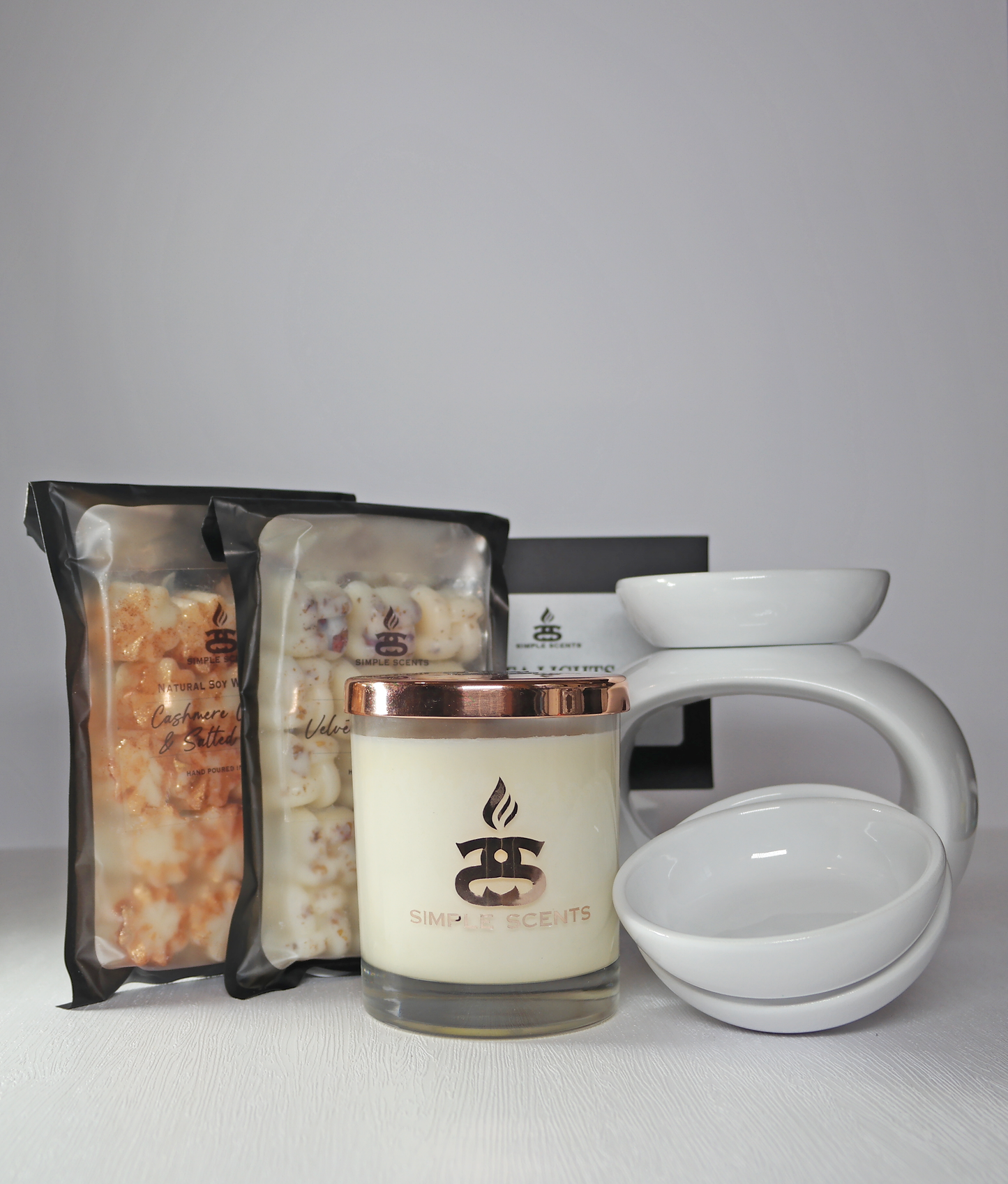 Simple Scents Experience Candle, Wax Melt & Rome Trio Burner Gift Set